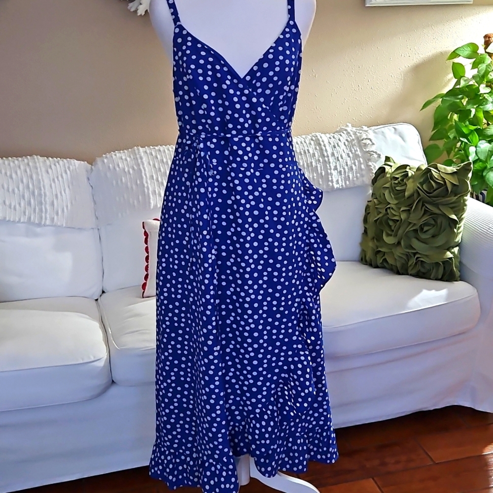 City Chic True Wrap Blue Polka Dot Dress NWT Size S / 16 / 16W